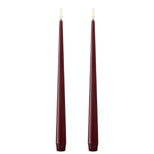 2er Set LED Stabkerzen h: 30cm  | Deep Wine