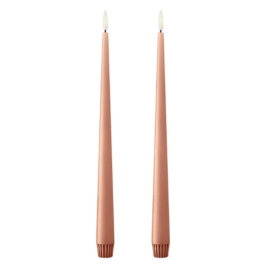 2er Set LED Stabkerzen h:30cm  | Rosy Caramel