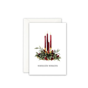 Weihnachtskarte Adventsgesteck mit Umschlag