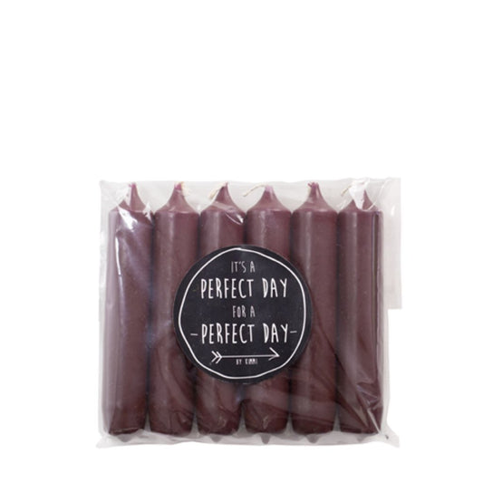 6er Pack Kerze 12cm | Aubergine - interiør butik