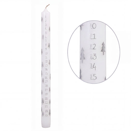 Kalenderkerze 29cm | Sterne, silber