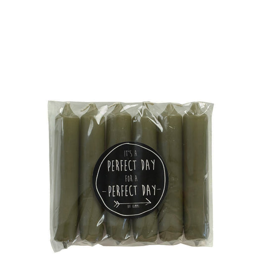 6er Pack Kerzen 12cm | Moss green