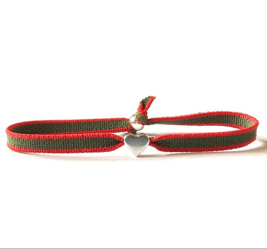 Armband mit Herz PASSION & HARMONY | Rot-Grün, silbern