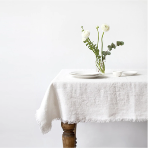 Linen tablecloth with fringes 140x250cm