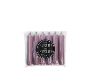 Pack of 6 candles 12cm mauve